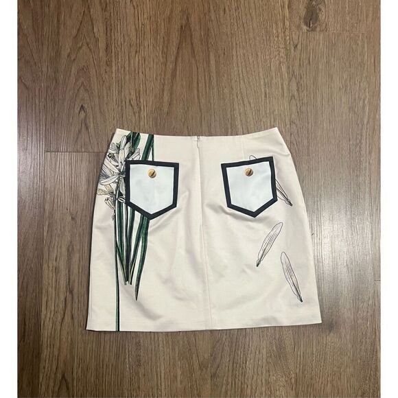 FABIANA C Green Leaf Bamboo Mini Skirt size 12 Us size S - Picture 3 of 7